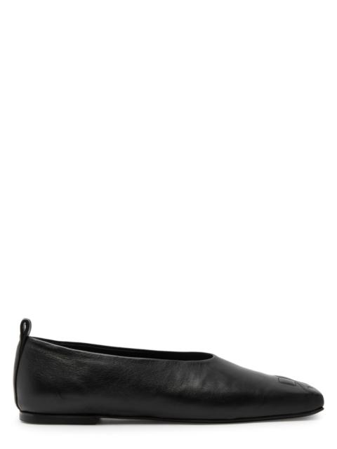 Courrèges Logo-embossed Leather Ballet Flats