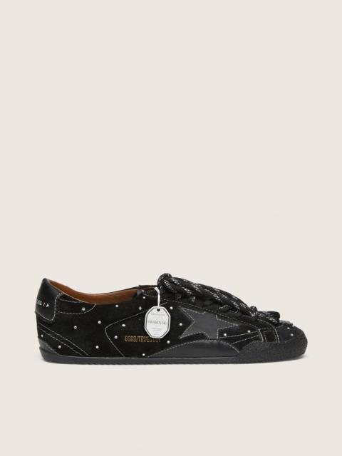 Golden Goose Men's True-Star in black suede with Swarovski crystals and black leather star