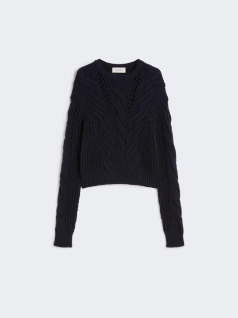 Sportmax Cable-knit crew-neck sweater - OIL