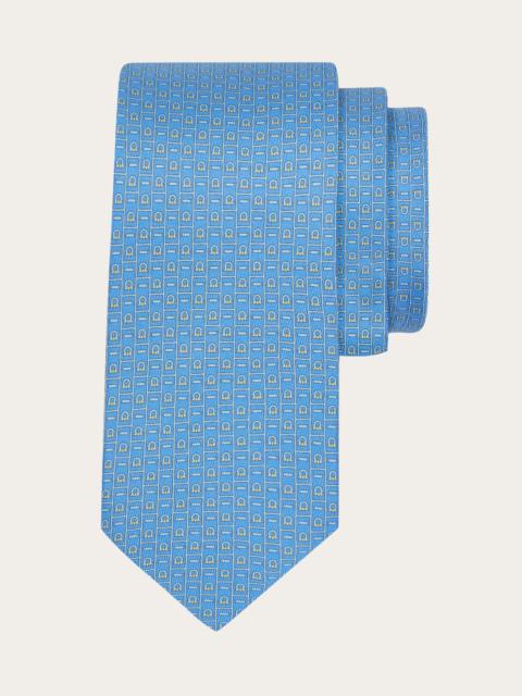 FERRAGAMO Gancini Monogram print silk tie