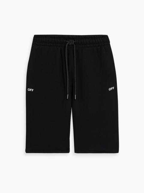 Off-White Printed French cotton-terry drawstring shorts