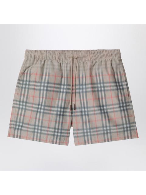 Burberry Burberry Beige Swim Shorts With Faded Check Pattern Men