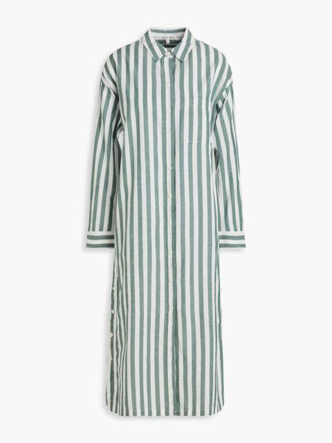 Other Designers Striped cotton and linen-blend midi shirt dress
