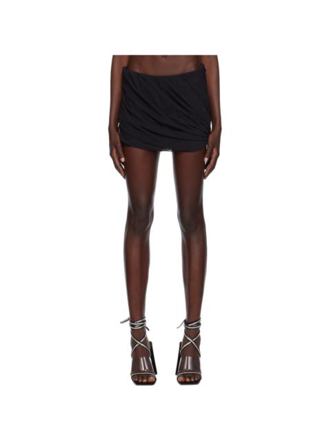 THE ATTICO Black Gathered Miniskirt