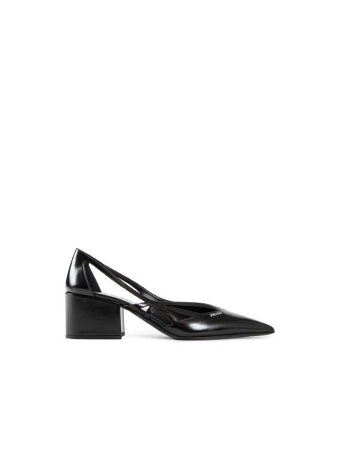 Prada Brushed Leather Cut-Out Pumps Women