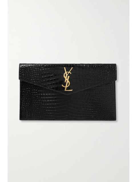 Uptown patent-leather pouch