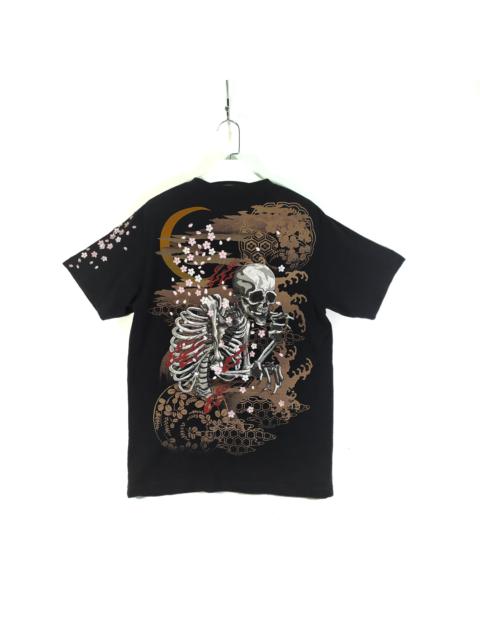 Other Designers Japanese Brand - Sukajan Skeleton Sakura Embroidery Logo Sukajan Tee #49-003