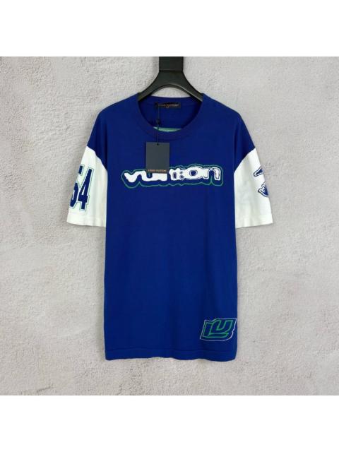 Louis Vuitton Louis Vuitton Short-Sleeved Cotton Intarsia Crewneck T-shirt Blue