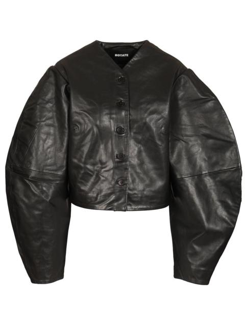 ROTATE Rotate Women Fitted Black Leather Jacket