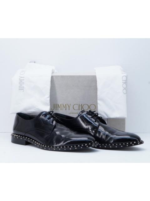JIMMY CHOO Derby Dress Shoe Axel Shiny Calf Embellish Black Jimmy Choo