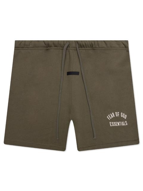 ESSENTIALS FLEECE SOCCER SHORT - MILITARY