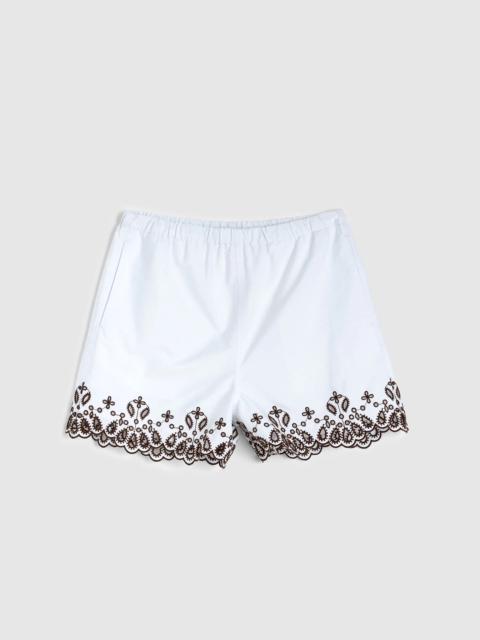 Madewell Embroidered Pull-On Shorts in Poplin