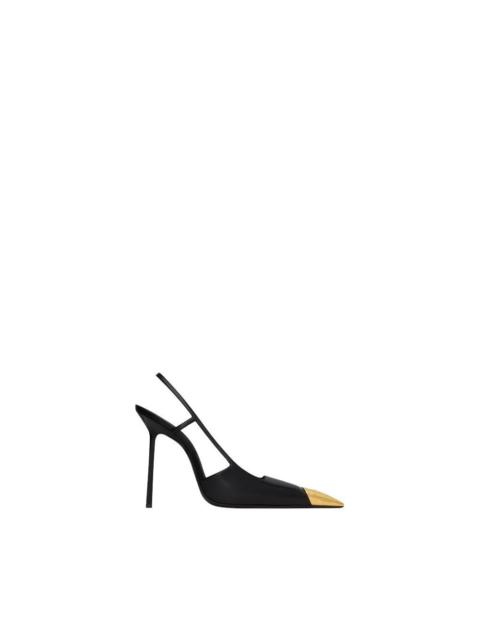 SAINT LAURENT SAINT LAURENT Jeanne $1550 Black/Gold 110mm Slingback Pumps