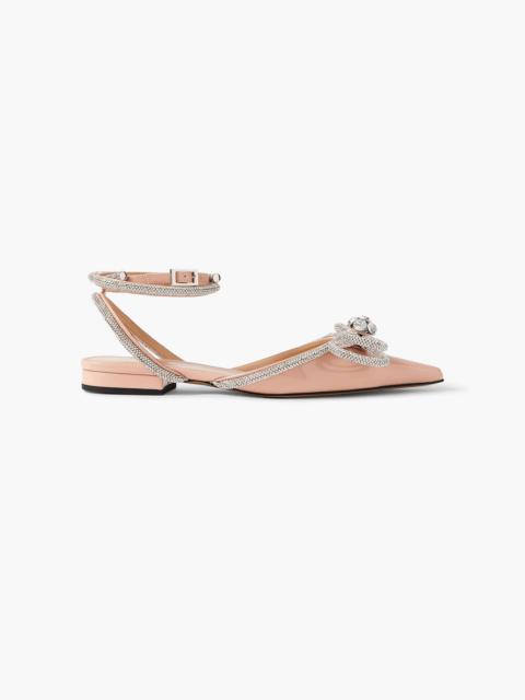 MACH & MACH Double Bow crystal-embellished patent-leather point-toe flats