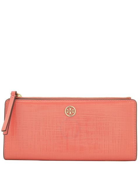 TORY BURCH Tory Burch Coral Crush Patent Leather Robinson Zip Wallet