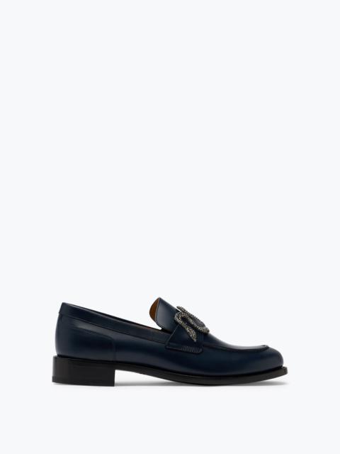 RENE CAOVILLA Morgana Blue Loafer With Black Matte Crystal 20