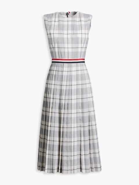 Thom Browne Pleated checked wool midi dress