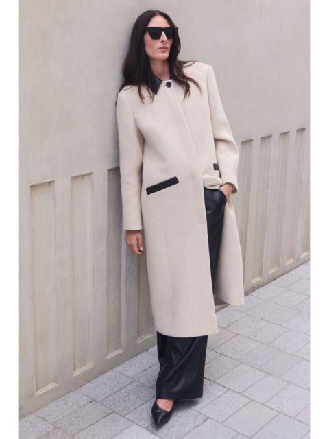 KAREN MILLEN Wool Pu Mix Tailored Midi Coat
