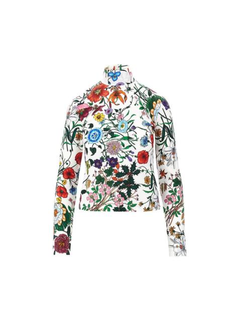 GUCCI Gucci Floral Print Nylon Jersey Top Multicolor