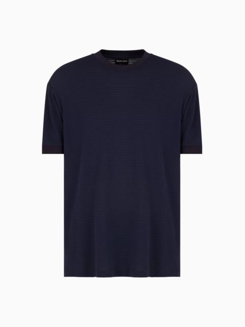 GIORGIO ARMANI EMBROIDERED VISCOSE CREW-NECK T-SHIRT