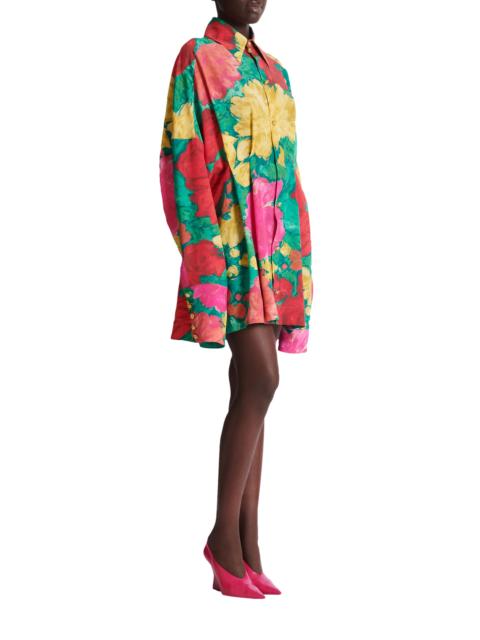 Balmain Balmain Crepe shirt dress with roses print in Multicolor at Nordstrom