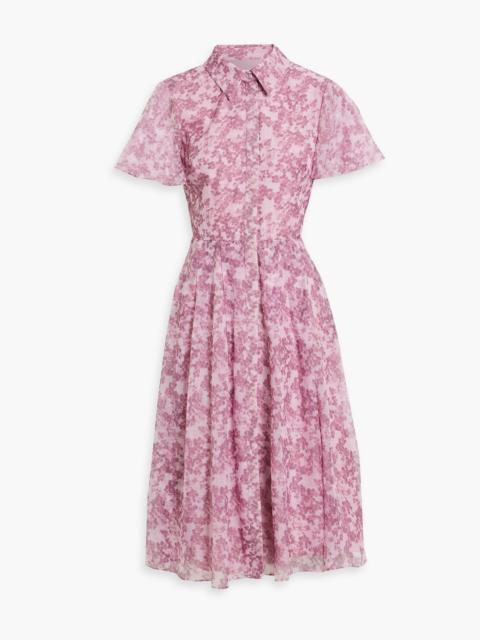 Other Designers Pleated floral-print chiffon shirt dress
