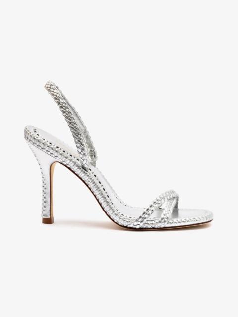Larroudé Annie Sandal In Silver Metallic Leather