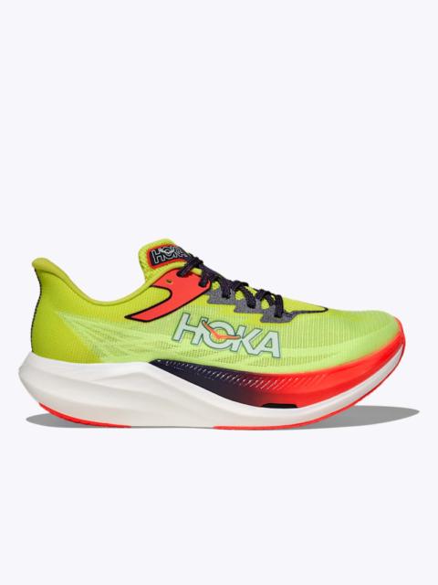 HOKA Rocket X 3 Shoes in Neon Yuzu/Squid Ink