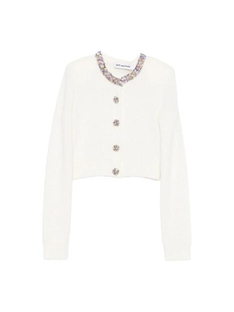 self-portrait Cream Embellished Trim Cardigan