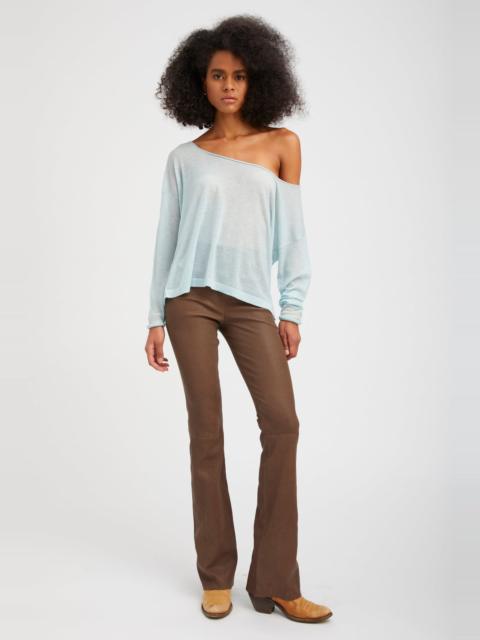 SPRWMN TRUFFLE LEATHER MICRO FLARE