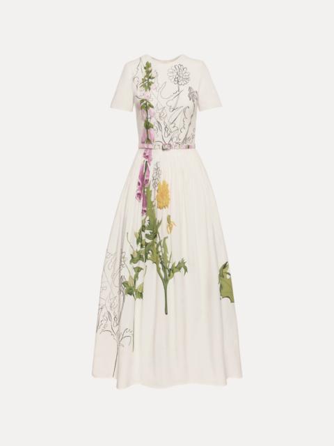 Oscar de la Renta FOXGLOVE SKETCH COTTON POPLIN DRESS