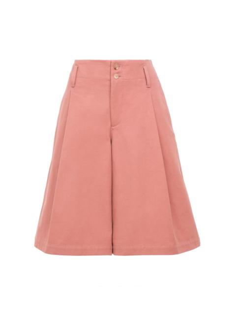 Chloé Pleated Organic Cotton Canvas Shorts pink
