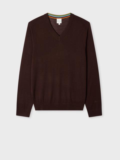 Paul Smith Burgundy Merino V-Neck Sweater