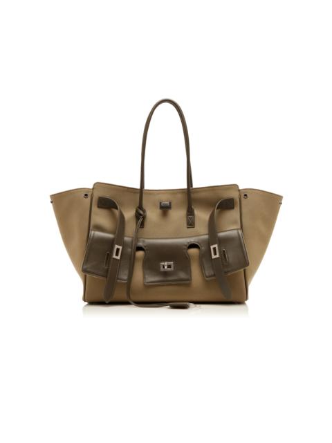 BALENCIAGA Bel Air Medium Leather Carryall khaki
