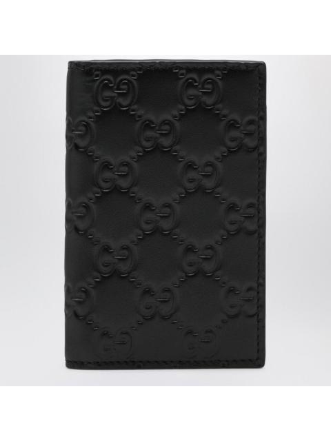 GUCCI Gucci Black Gg Emblem Vertical Card Holder Men