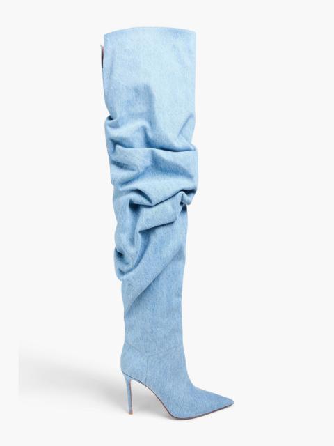 Amina Muaddi Jahleel denim thigh boots