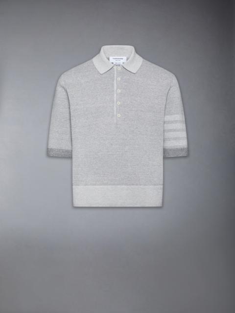 Thom Browne TEXTURED STRIPED STITCH 4-BAR RELAXED FIT POLO