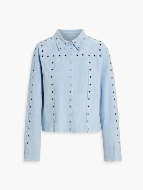 RE/DONE Eyelet-embellished suede shirt