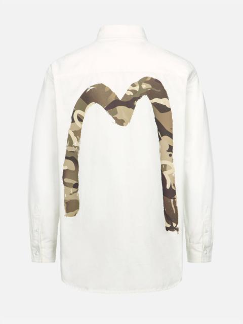 EVISU CAMOUFLAGE BRUSHSTROKE DAICOCK PRINT RELAX FIT SHIRT