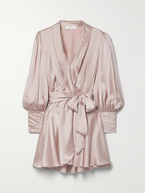 Zimmermann Ruffled Silk-satin Mini Wrap Dress