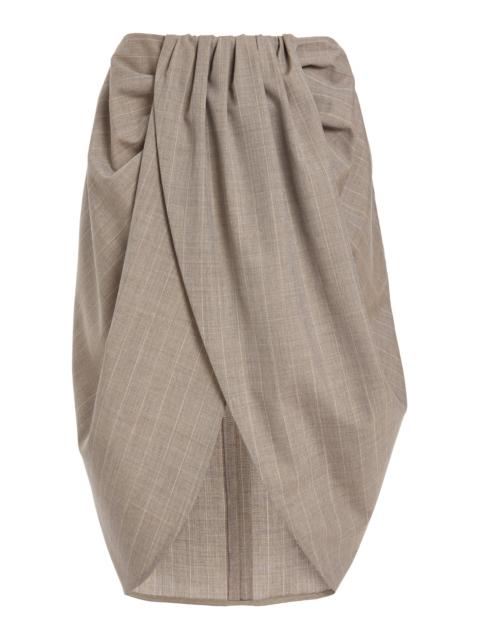 Stella McCartney Draped Wool Melange Midi Skirt grey