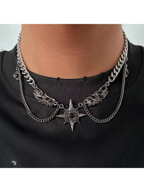 Streetwear - Hip Hop Geometric Octagonal Star Wing Pendant Choker