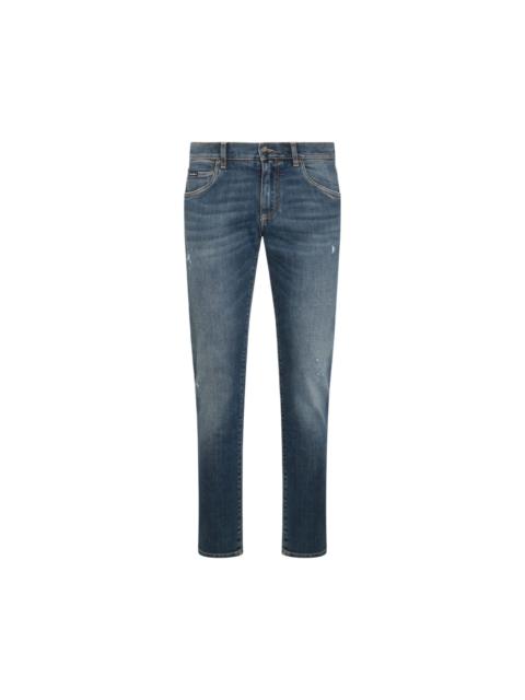 Blue Cotton Denim Jeans