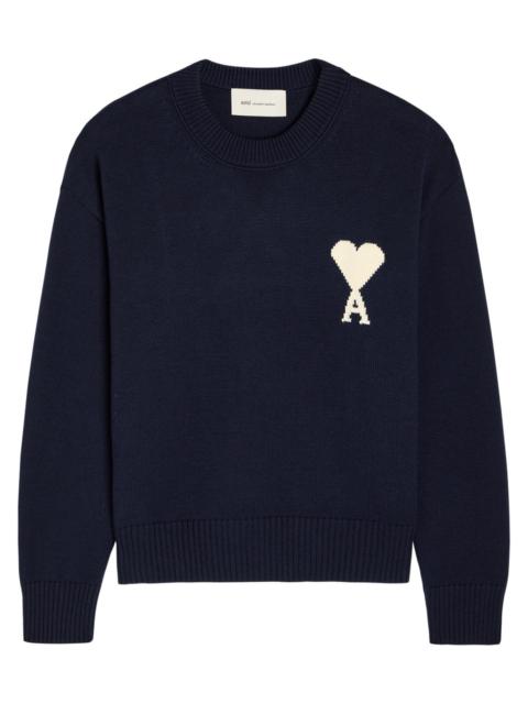 AMI Paris Ami Paris Logo-intarsia Wool and Cotton-blend Jumper