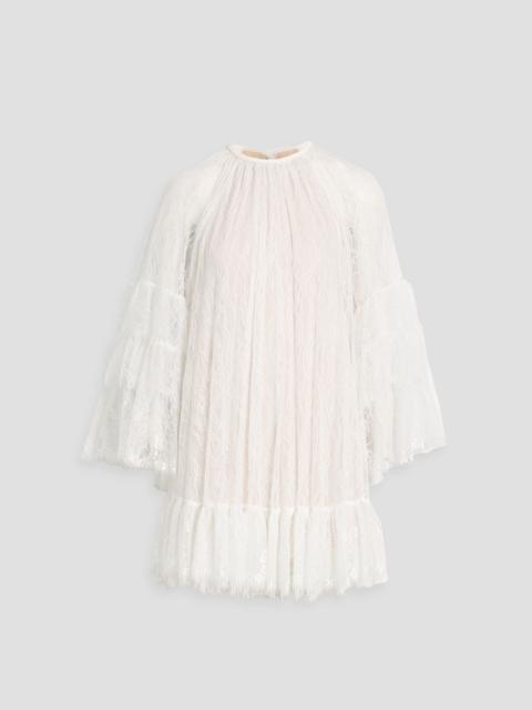 Alice + Olivia Delia ruffled corded lace mini dress