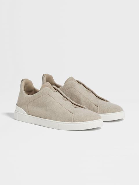 ZEGNA LIGHT TAUPE CASHMERE TRIPLE STITCH™ SNEAKERS