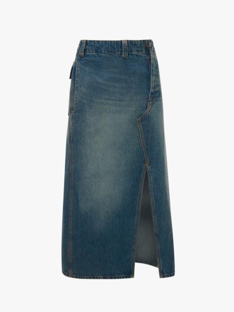 Victoria Beckham Asymmetric Utility Skirt In Washed Blue