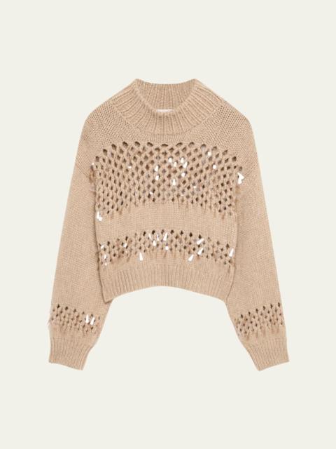 Brunello Cucinelli Oversized Cashmere Net Stitch Sweater