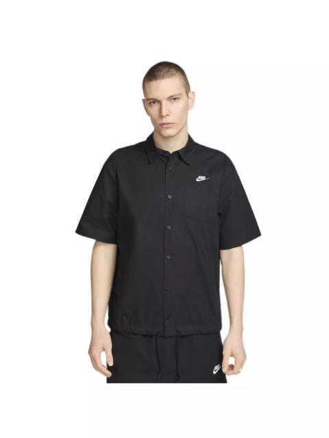 Nike Men's Club Short-Sleeve Oxford Button-Up Shirt - Black