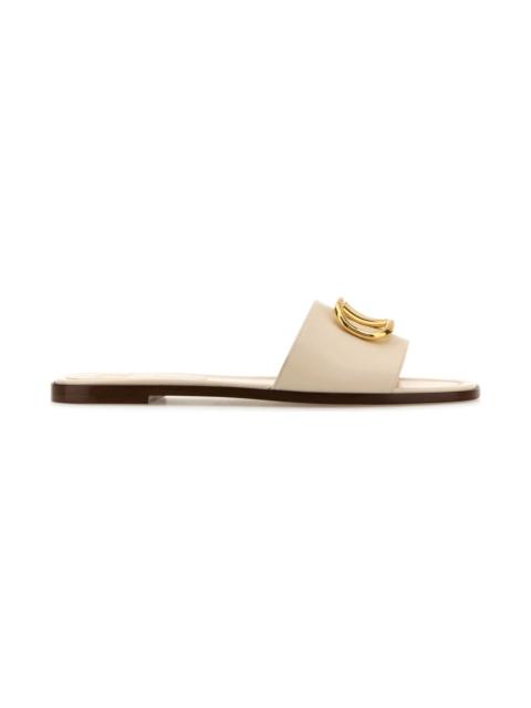White Leather Vlogo Slippers